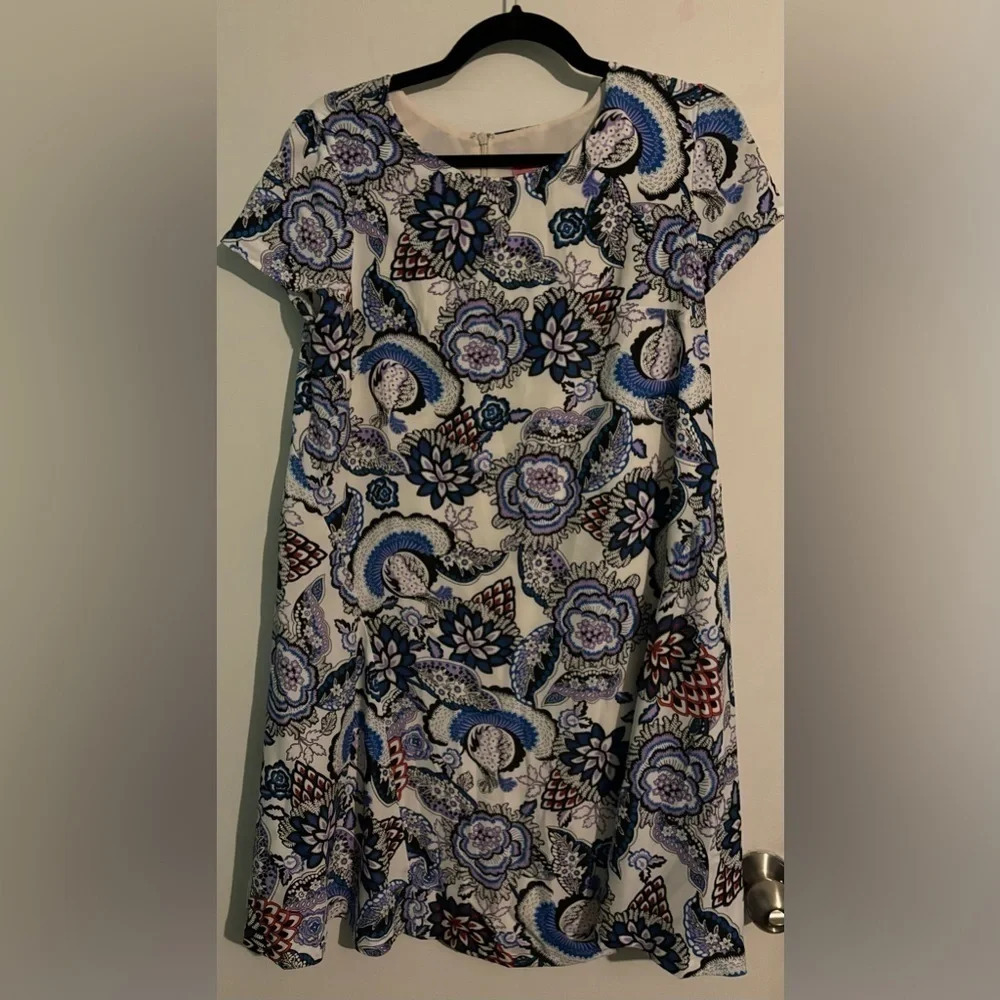 Betsey Johnson Womens Multicolor Floral Mini Dress Crew Neck Short Sleeve Size 6